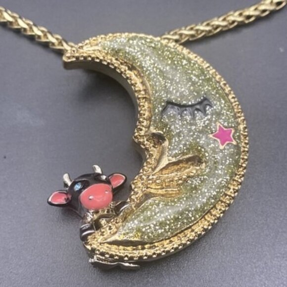 Betsey Johnson Jewelry - Vtg Betsey Johnson Necklace Heavens to Betsey Cow Jumped Over Moon Celestial 16"